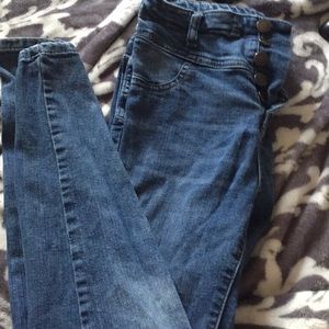 Refuge high waisted button skinny jeans